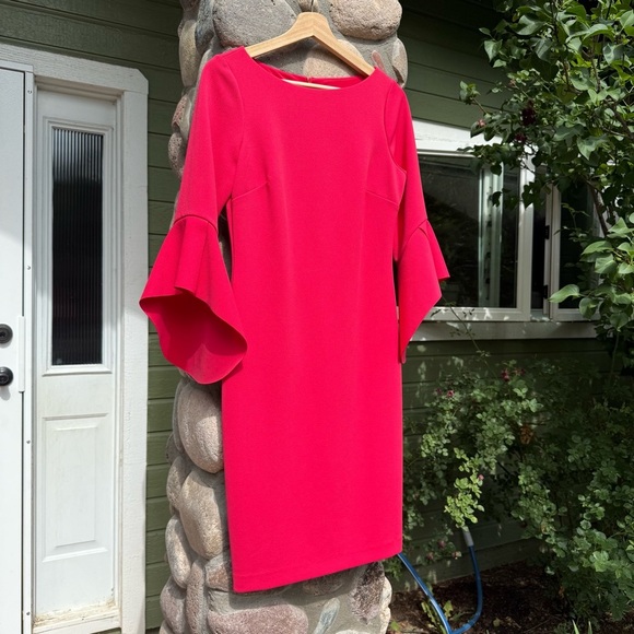 Vince Camuto Pink Sheath Dress with Bell Sleeves Women’s Size 6 - Picture 2 of 6